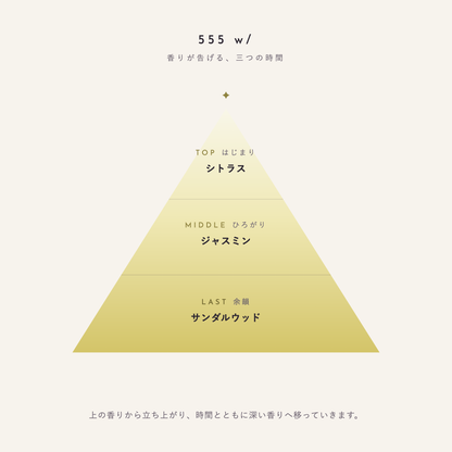 555 w/ 香りが告げる、三つの時間（TOP：シトラス／MIDDLE：ジャスミン／LAST：サンダルウッド）